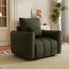 1 Piece Single Teddy Fabric Upholstered Lounge Sofa Chair,Wooden Armrests Chair With A Pillow,Modern Living Room Armrests Chair-Coolbibila - 2 of 4