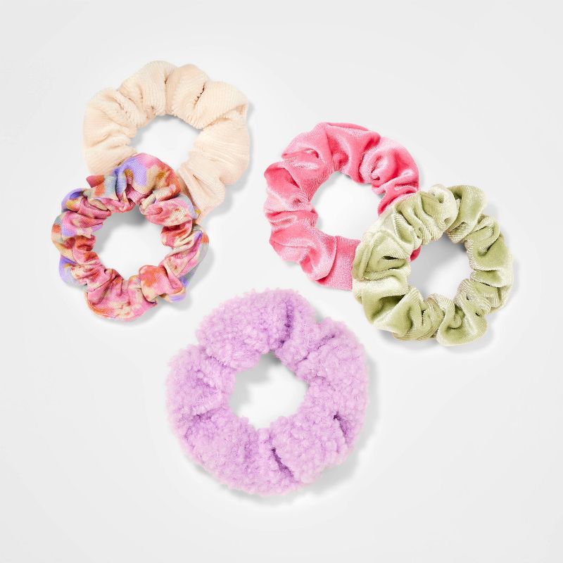 Girls&#39; 5pk Solid and Tie-Dye Printed Bow Hair Elastics - Cat &#38; Jack&#8482;, 1 of 5