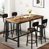 Hooseng Modern Farmhouse Style 5 Piece Dining Table Set with MDF Top, Metal Frame and Upholstered Bar Stools, 4-Person Dining Room Table Set for 2 - 2 of 4