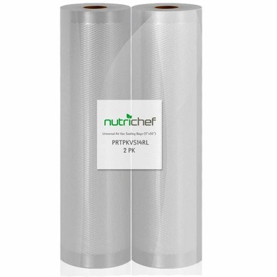NutriChef Premium Vacuum Commercial Grade Multi Ply Food Storage Sealer Rolls for Freezer, Pantry, or Sous Vide (2 Pack)