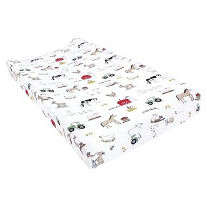 Hudson Baby Cotton Changing Pad Cover, Farm, One Size - 1 of 2