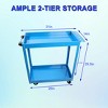 Vynxaria Folding Service Cart with Wheels - Portable 2-Tier Trolley for Home & Business - 2 of 4