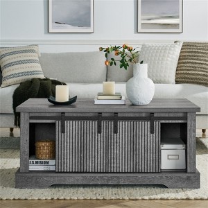 RISOKEYS 41.3" Coffee Table - Farmhouse Table with Storage and Sliding Wood Door, Cocktail Table with Adjustable Shelves for Living Room - 1 of 4