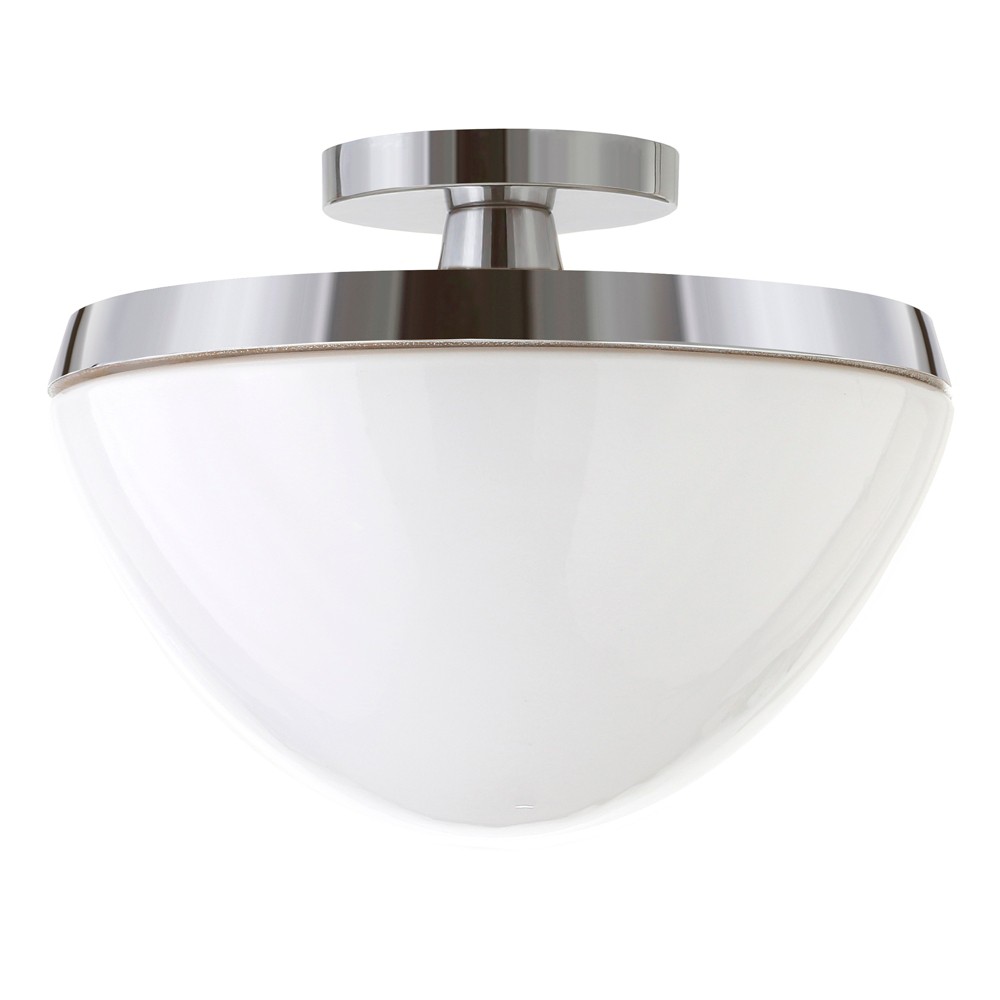 Photos - Chandelier / Lamp Hampton & Thyme 12.62" Wide Semi Flush Mount with Glass Shade Polished Nic