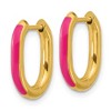 Chisel Stainless Steel Yellow IP-plated with Pink Enamel 2.40mm Elongated Hinged Hoop Earrings - 3 of 4