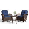 Aoxun 3 Piece Wicker Patio Set ¨C 2 Swivel Rocker Chairs & Table, Thick Cushions, Outdoor Bistro Set for Porch (Blue) - 2 of 4