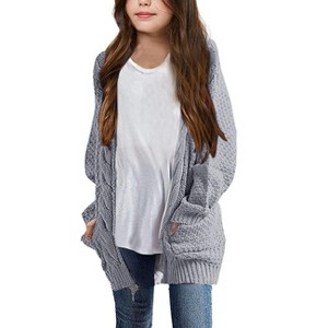 Clearlove Girls' Long Sleeve Chunky Knit Cardigan Front Open Thick Oversized Cozy Sweater Jacket - 1 of 4