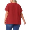 Agnes Orinda Women's Plus Size Pin Dots Notched V-Neck Dressy Trendy Fashion Casual Summer Blouses - 4 of 4