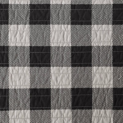 Gray King Cotton Reversible Buffalo Check Quilt Set