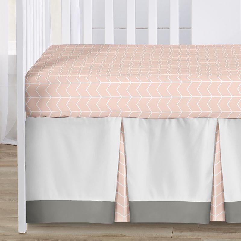 Sweet Jojo Designs Girl  Baby Crib Bedding Set - Elephant Pink Grey and White 4pc, 5 of 8