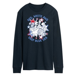 Men's - SpongeBob SquarePants - Red, White and Deep Blue Sea Long Sleeve Graphic T-Shirt - 1 of 4