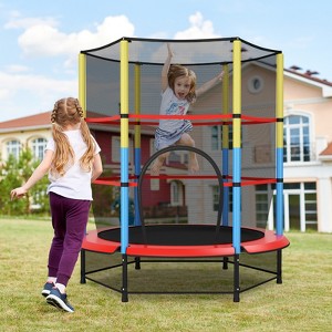Safstar 55" Kids Trampoline Recreational Bounce Jumper W/Safety Enclosure Net Heavy-duty - 1 of 4