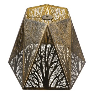 Etched Metal Lampshade, Hexagonal Lamp Shade with Antique Bronze Exterior&Gold-plated Interior, 7" Top x 13.8" Bottom x 9.5" Height, Spider Fitter - 1 of 4