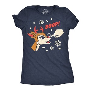 Womens Funny T Shirts Boop Rudolph Sarcastic Christmas Graphic Novelty Tee For Ladies - Crazy Dog Women's T Shirt Gift For Christmas - 1 of 4