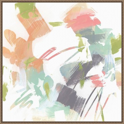Capricho II Abstract Pastel Brushstrokes Canvas Art with Bronze Frame