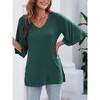 MISSKY Women's 3/4 Bell Sleeve V Neck Loose Fit Tunic Tops - 3 of 4