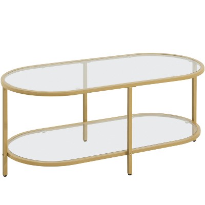 Yaheetech Tempered Glass 2-layer Coffee Table