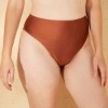 Women's Microsheen Extra High Leg High Waist Bikini Bottom - Shade & Shore™ Brown - 4 of 4