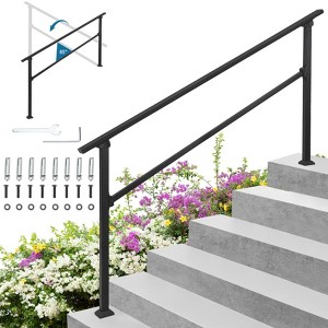 Hand Rails for Outdoor Steps Railing Kit, Deck Porch Railing Kit, 3/6 Steps Stair Handrails, Indoor Metal Stair Railing - 1 of 4