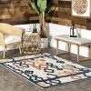 Nuloom Aiko Moroccan 5x8 Indoor/Outdoor Area Rug for Living Room Patio Deck Front Porch Kitchen, Blue/Ivory - image 2 of 4