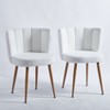 Okak Modern White Dining Chairs (Set of 2),Metal Leg Armless Accent Chairs with Plush Short-Pile Upholstery for Restaurant,Living Room - 2 of 4