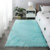 LunaLulinlk Teal Polyester "Cozy Collection" Ultra Soft Fluffy Faux Fur Sheepskin Area Rug - 2 of 4