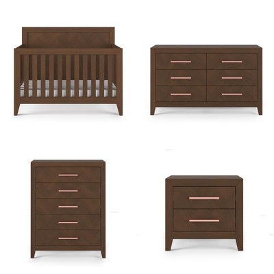 Child Craft Kieran 4-in-1 Convertible Crib, Double Dresser, Chest, and Nightstand 4-Piece Nursery Set