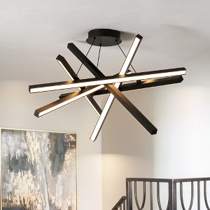 Rennnsan Ava 6-Light Modern Black Sputnik Cluster Integrated LED Chandelier for Dining Room - 1 of 4