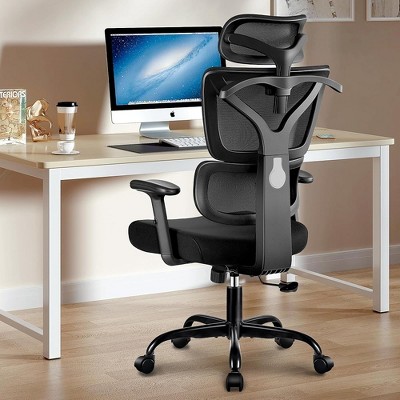 KERDOM Office Chair Ergonomic Desk Chair, Big and Tall Reclining Comfy Home Office Chair Lumbar Support Breathable Mesh, Black