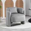 Modern Velvet Upholstered Dining Room Lounge Chair,Single Sofa with Pillow,Bedroom Office lounge chair,Living Room Kitchen Chairs-Cuddlewood - 2 of 4