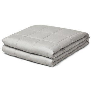Costway 7/12/15/17/20/22/25 lbs Weighted Blankets Full /Queen/King Size 100% Cotton w/ Glass Beads Light Grey - 1 of 4