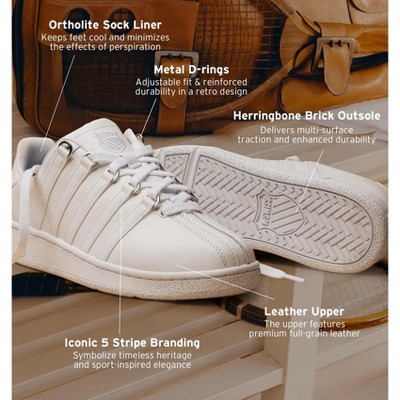 Мужские K-Swiss Men's Classic VN Leather Sneaker (White/White) (11.5) — фото 7