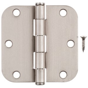 Hampton 3-1/2 in. L Satin Nickel Residential Door Round Corner Hinge 12 pk - 1 of 1