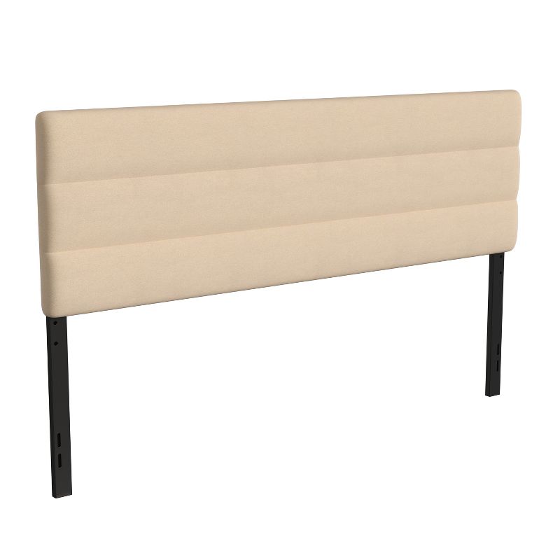 Emma and Oliver Modern Upholstered Headboard with Horizontal Line Stitching and Adjustable Height Rails, 1 of 12