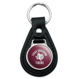 Texas Southern University Tigers Logo Black Leather Keychain - 1 of 4
