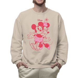 Disney Mickey Mouse Men's Pink Hug And Heart Minnie Sweatshirt