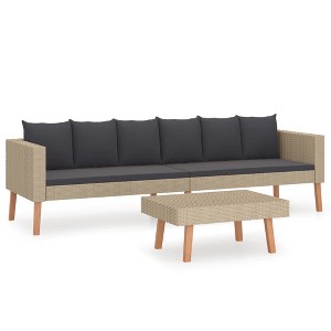 vidaXL 2 Piece Patio Lounge Set with Cushions Poly Rattan Beige - 1 of 1