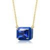 14k Yellow Gold Plated with Radiant Cut Blue Sapphire Cubic Zirconia Solitaire Enamel Halo Petite Pendant Necklace - 3 of 3