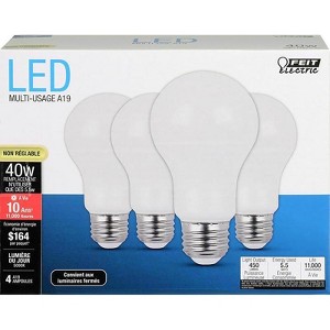 Feit Electric A19 E26 (Medium) LED Bulb Daylight 40 Watt Equivalence 4 pk - 1 of 1