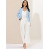 INSPIRE CHIC Women's Open Front Office Long Sleeve Lightweight Printed Floral Crop Suit Blazer - 3 of 4