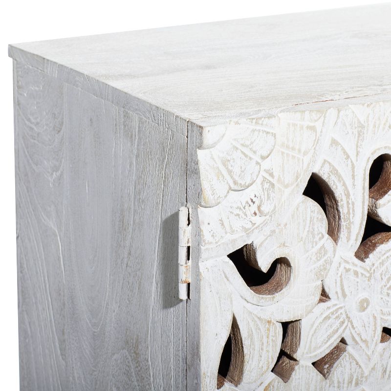 Mediterranean Carved Wood Cabinet White - Olivia &#38; May, 6 of 21