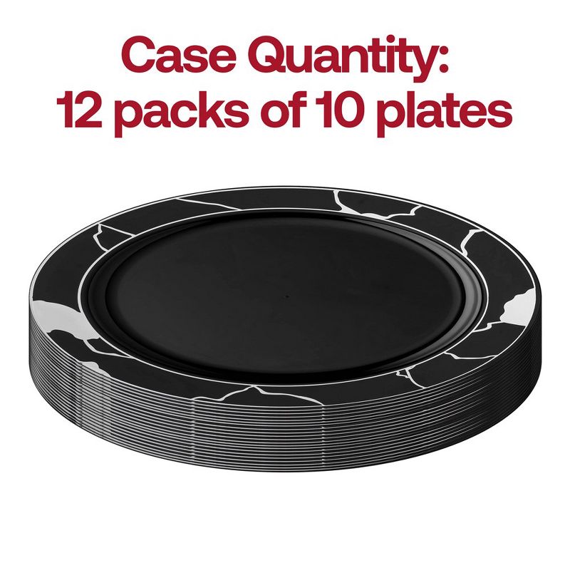 Smarty Had A Party 7.5" Black with Silver Marble Disposable Plastic Appetizer/Salad Plates (120 Plates), 3 of 6