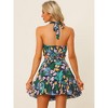 INSPIRE CHIC Women's Floral Halter Neck Sleeveless Crop Top with Short Skirt Outfits Set 2 Pcs - 4 of 4