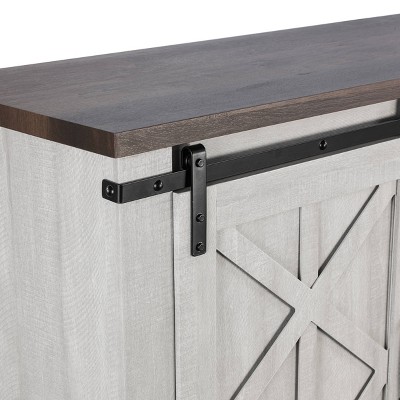 Coast-to-Coast Sliding Barn-Door TV Stand in Saw Cut-Off White