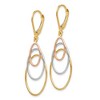 Black Bow Jewelry 14k Tri-Color Gold Triple Oval Dangle Earrings, 45mm (1 3/4 Inch) - 2 of 4