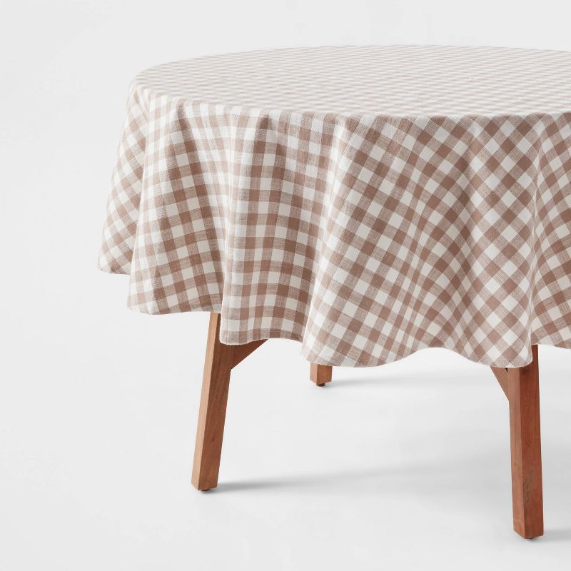 Cotton Gingham Tablecloth Taupe - Threshold™, 1 of 7