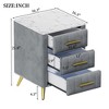 JUJABU Upholstered Round Nightstand with 3 Drawers, Metal Handles, Marbling Stickers Top - 4 of 4