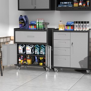 ORRD Heavy-Duty Mobile Tool Cabinet with Wheels, 1 Drawer & 2 Locking Doors, Rolling Steel Storage for Garage & Workshop, Black/Gray - 1 of 4