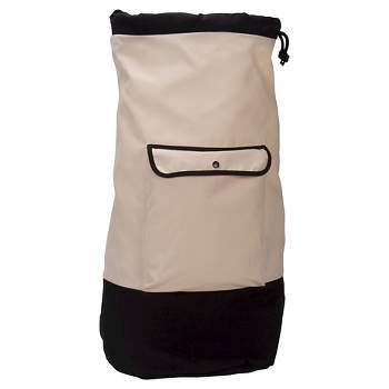 Household Essentials Backpack Duffel Laundry Bag Canvas Drawstring Cream/Black