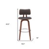 HomeRoots 30" Brown And Wood Brown Faux Leather Swivel Low Back Bar Height Bar Chair - 3 of 4